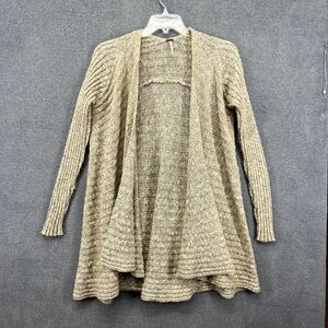 Free People Cardigan Knit Womens Small Beige‎ Open Front Sweater